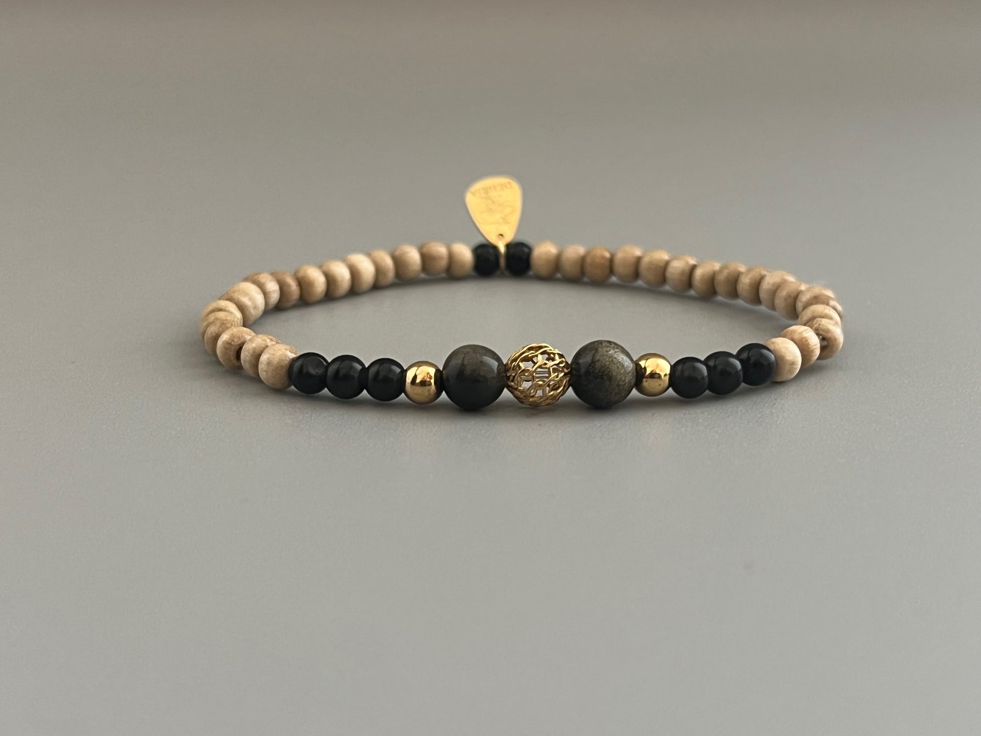 Bracelet Cybèle en Obsidienne Dorée