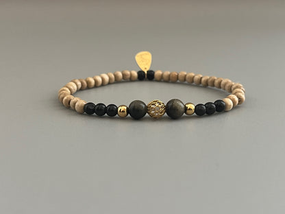 Bracelet Cybèle en Obsidienne Dorée