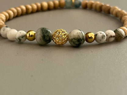 Bracelet Cybèle avec mise au point sur les perles en Agathe Arbre