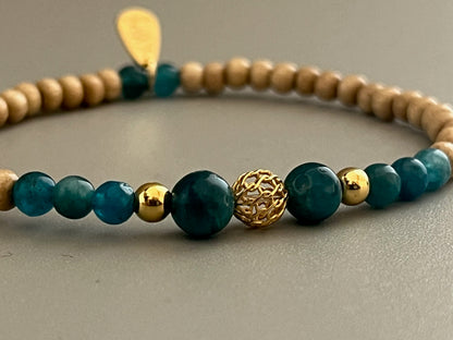 Bracelet Cybèle avec mise au point sur les perles d'Apatite