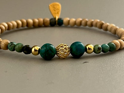 Bracelet Cybèle avec mise au point sur les perles de Chrysocolle