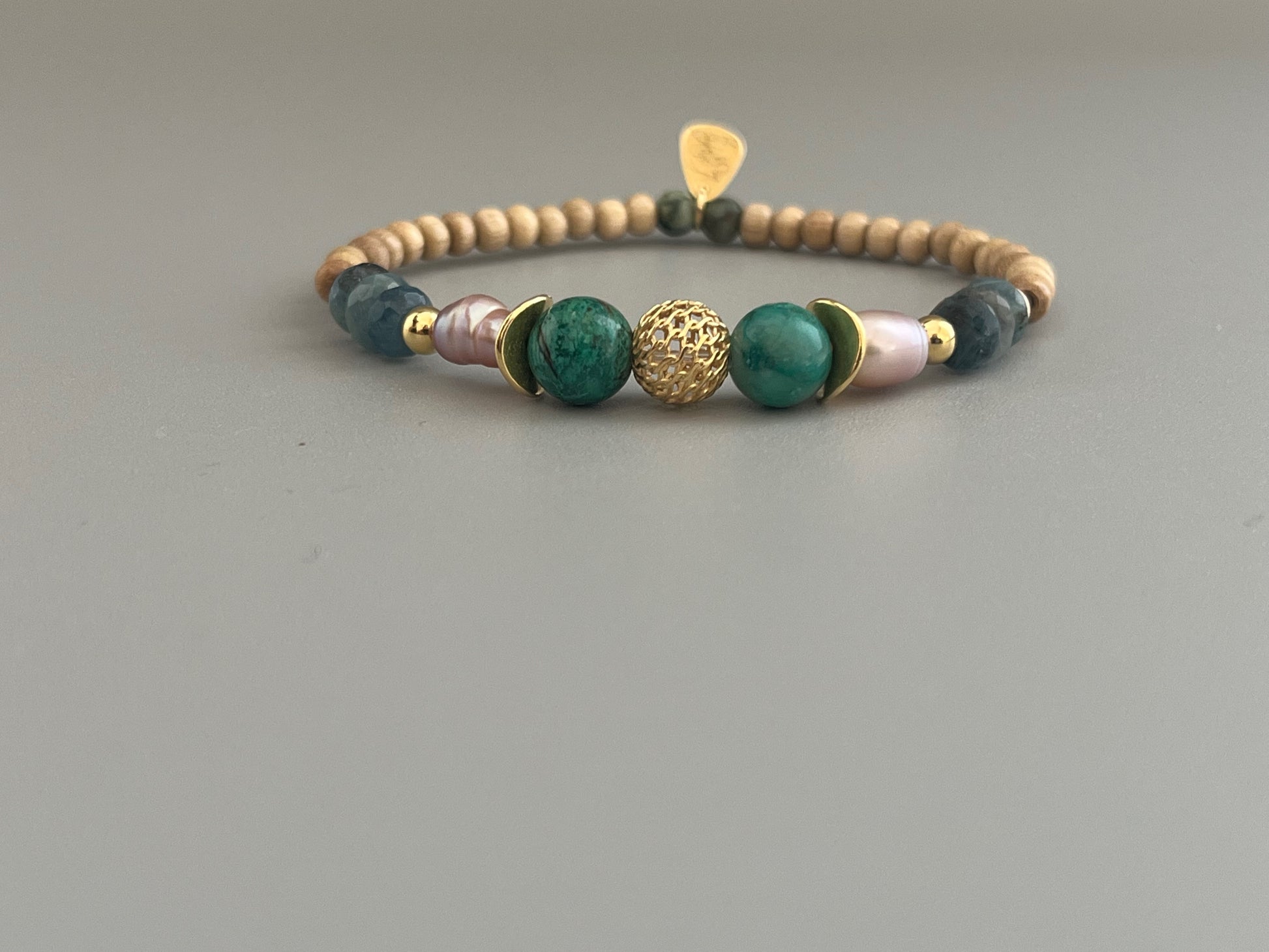 Bracelet Poema en Chrysocolle et Tourmaline bleue