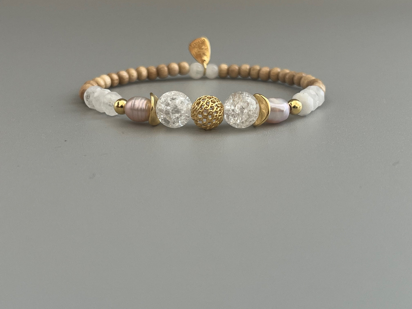 Bracelet Poema en Pierre de Lune et Cristal de Roche