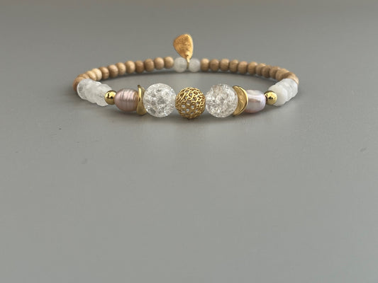 Bracelet Poema en Pierre de Lune et Cristal de Roche