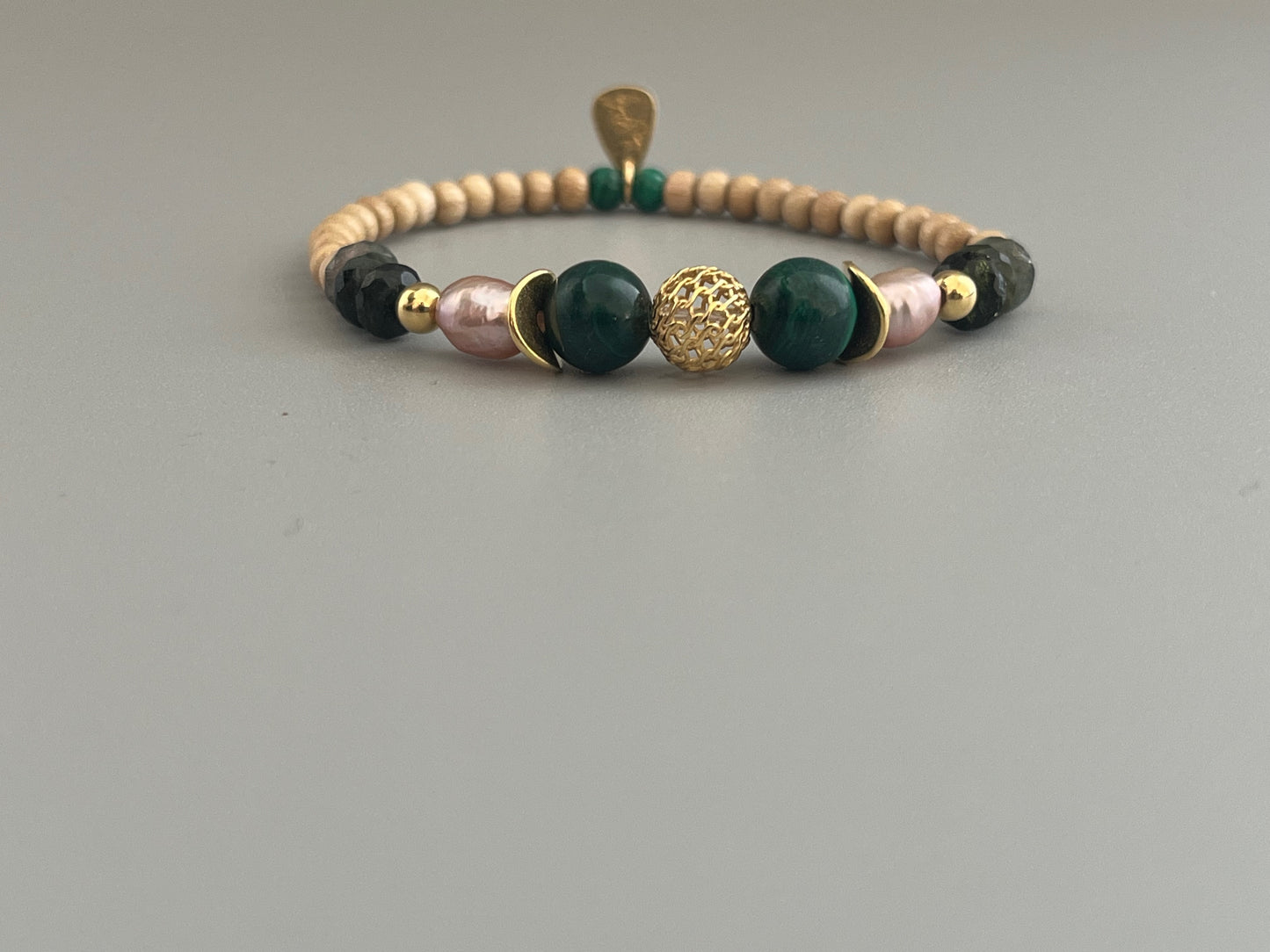 Bracelet Poema en Malachite et Tourmaline Verte