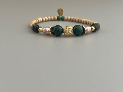 Bracelet Poema en Malachite et Tourmaline Verte