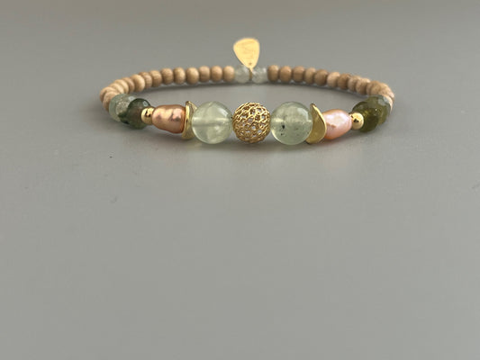 Bracelet Poema en Préhnite et Tourmaline Verte