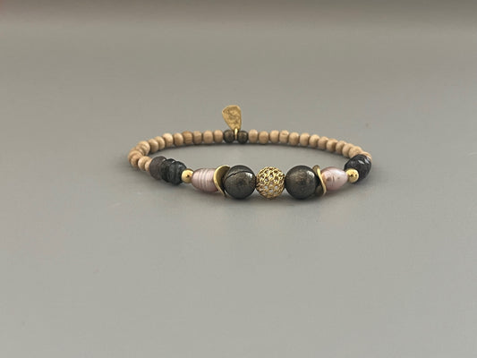 Bracelet Poema en Pyrite et Tourmaline